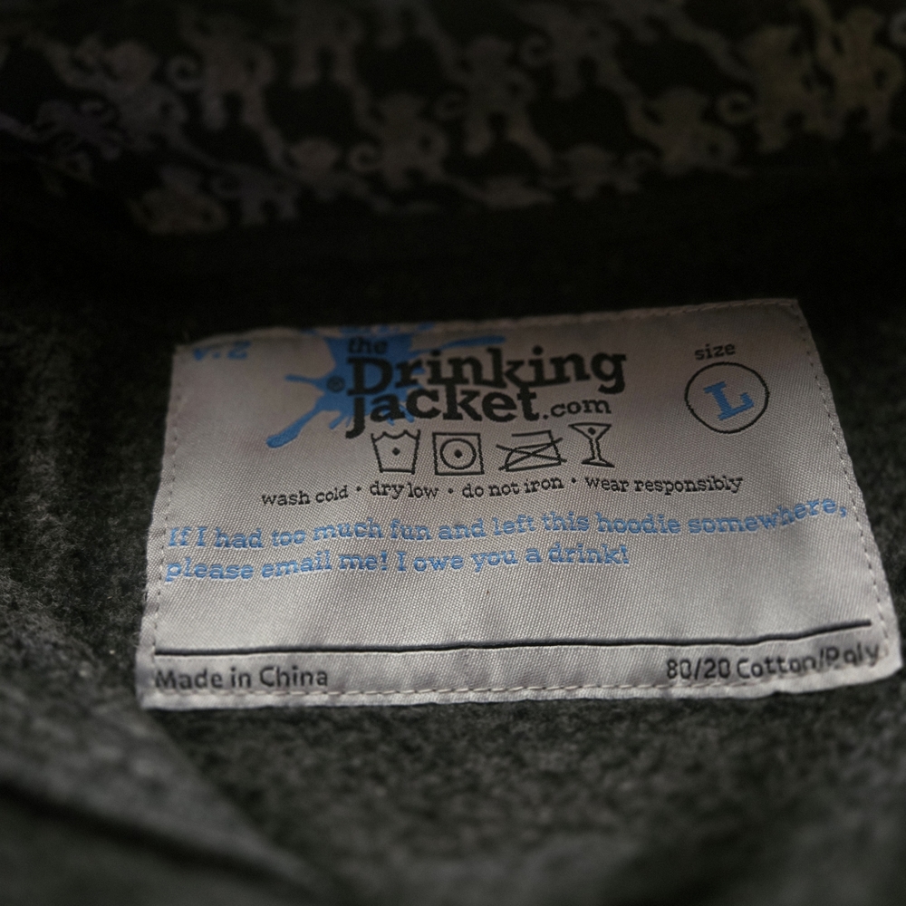 The Drinking Jacket Mens L W20 L26 With Tumb Holes And Bottle Opener Zipper - Picture 6 of 6